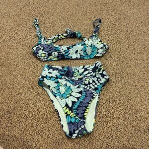 Aerie Floral Bikini Set with Yellow and Blue
